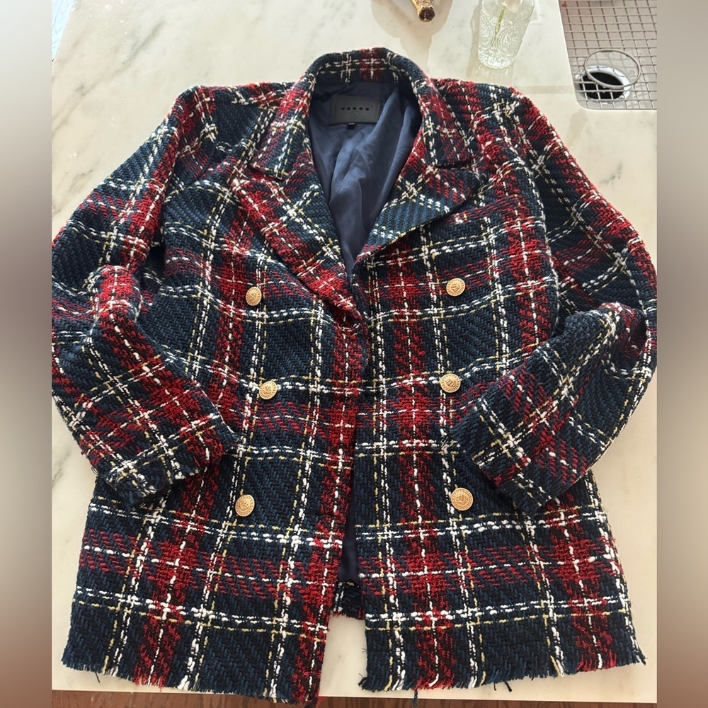BlankNYC- Multicolored Tweed Prep School Plaid Blazer Jacket - Picture 2 of 4
